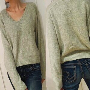 Dynamite Sage Green V-Neck Sweater | Relaxed Fit Size S